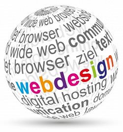 Ein Ball mit bunter Aufschrift Webdesign
